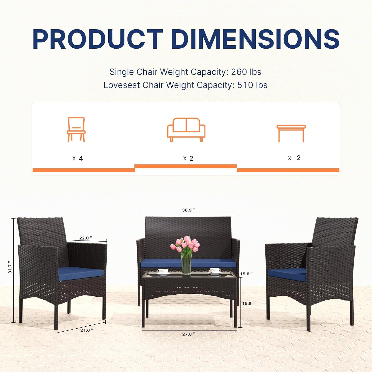 8 Pieces Patio Furniture Set,  - огляд і ціна Outdoor Furniture Metal Chairs