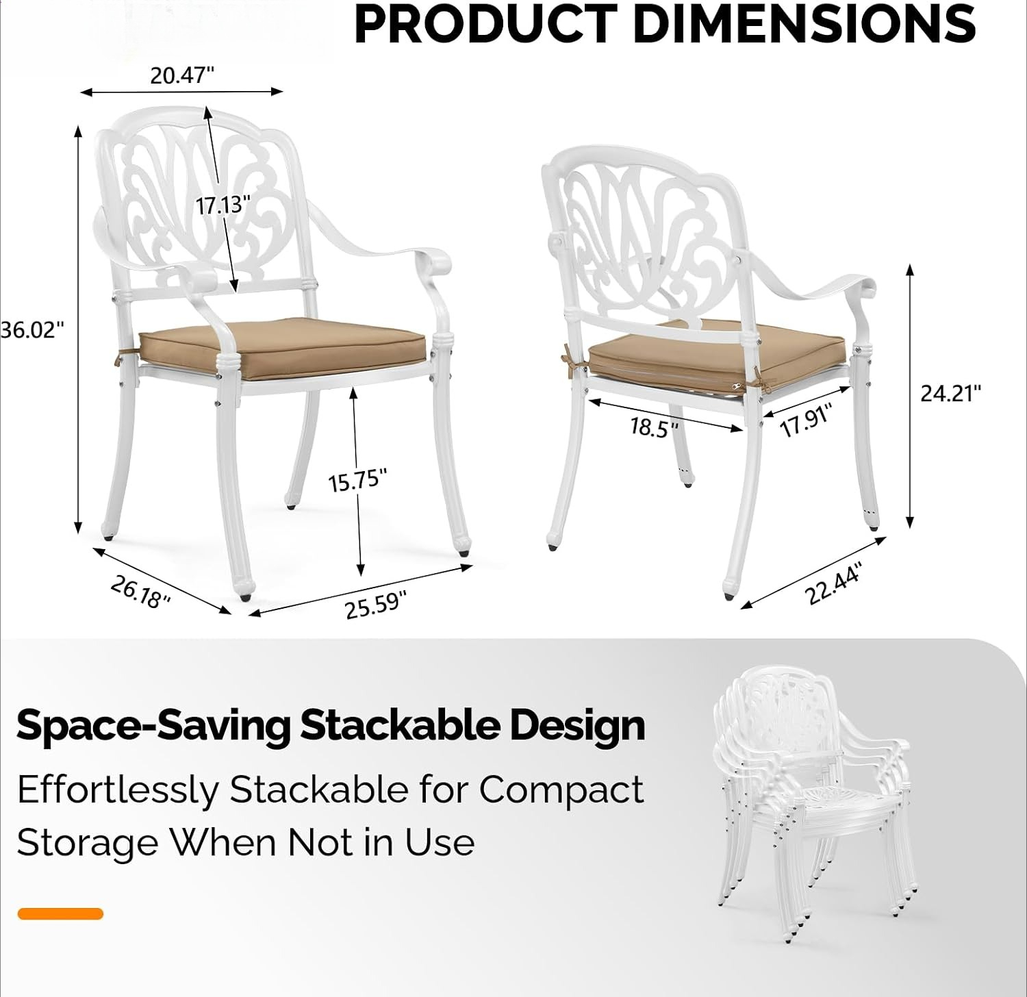 Cast Aluminum Patio Dining Cha - огляд і ціна Outdoor Furniture Metal Chairs