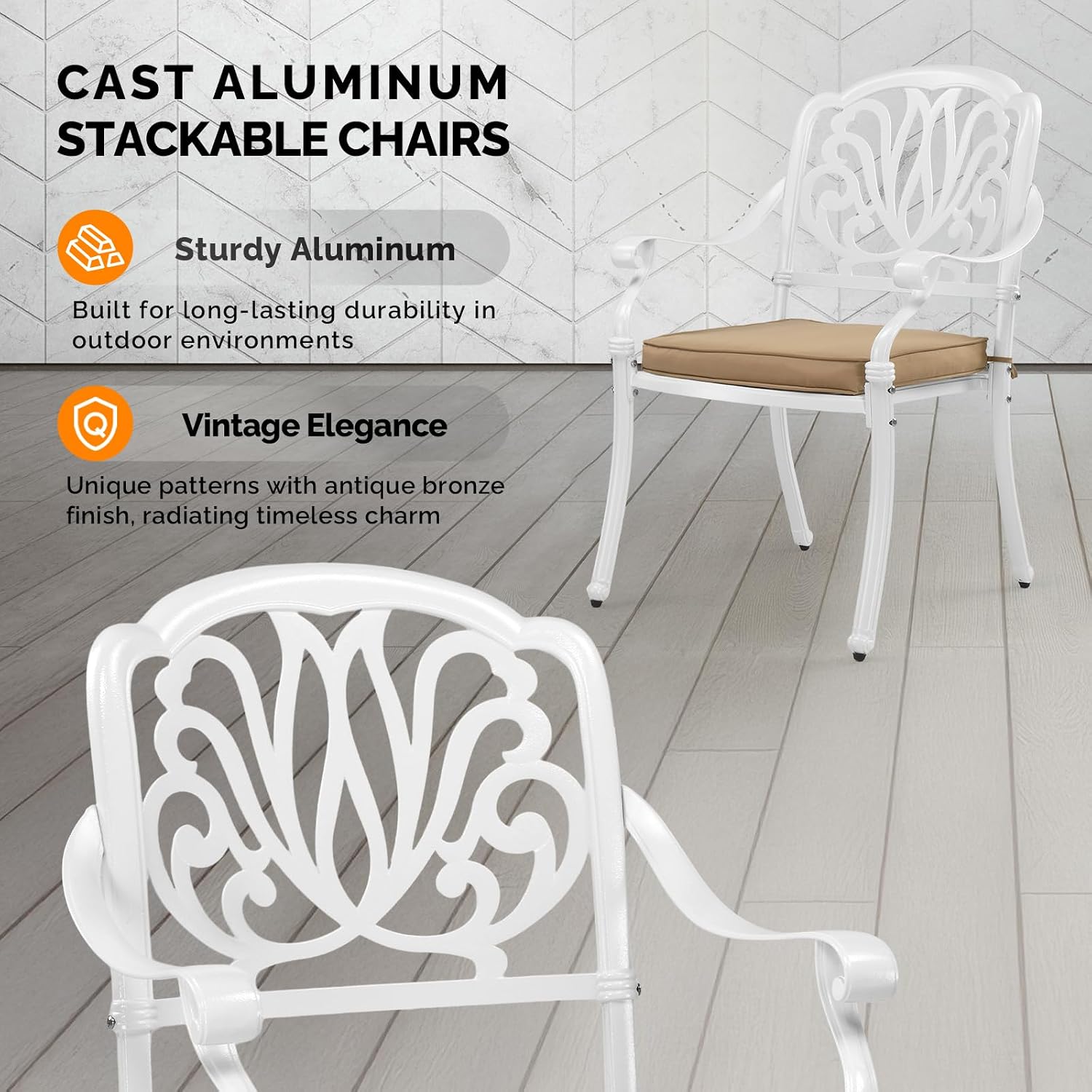 Cast Aluminum Patio Dining Cha - огляд і ціна Outdoor Furniture Metal Chairs