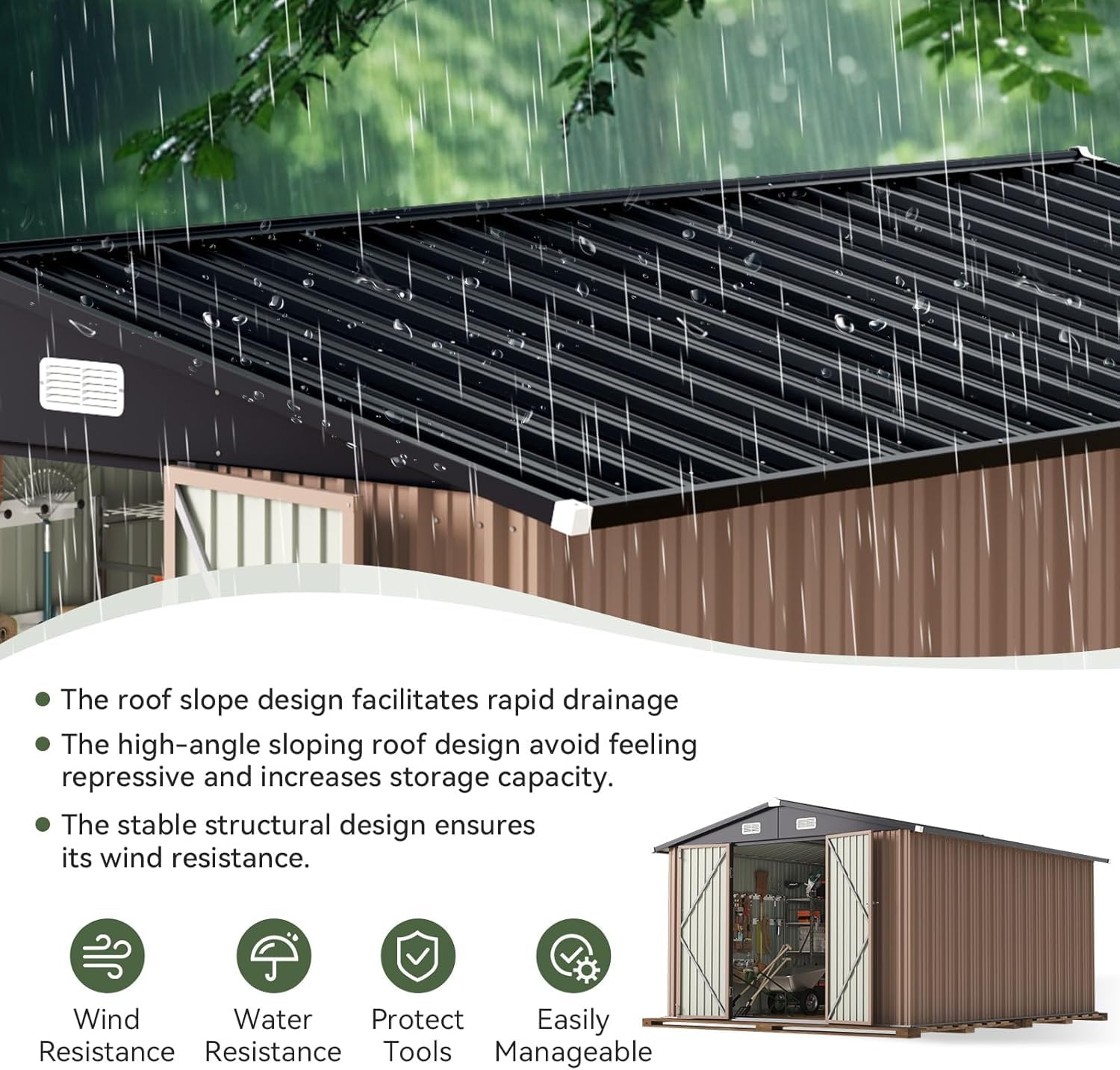 12 x 10FT Outdoor Storage Shed - огляд і ціна Outdoor Furniture Metal