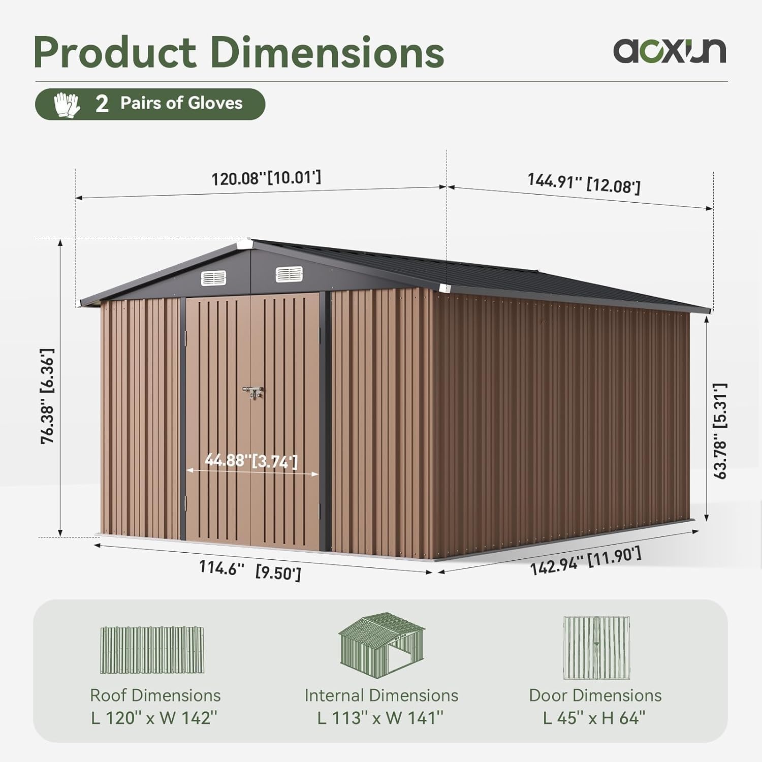 12 x 10FT Outdoor Storage Shed - огляд і ціна Outdoor Furniture Metal