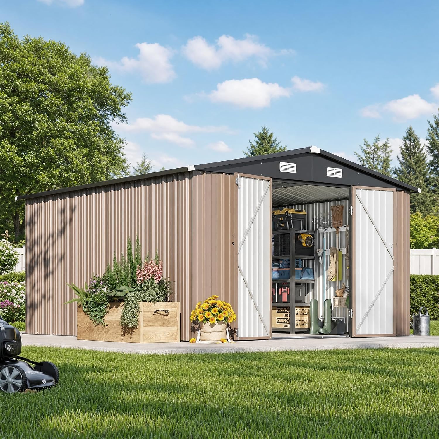 12 x 10FT Outdoor Storage Shed - огляд і ціна Outdoor Furniture Metal